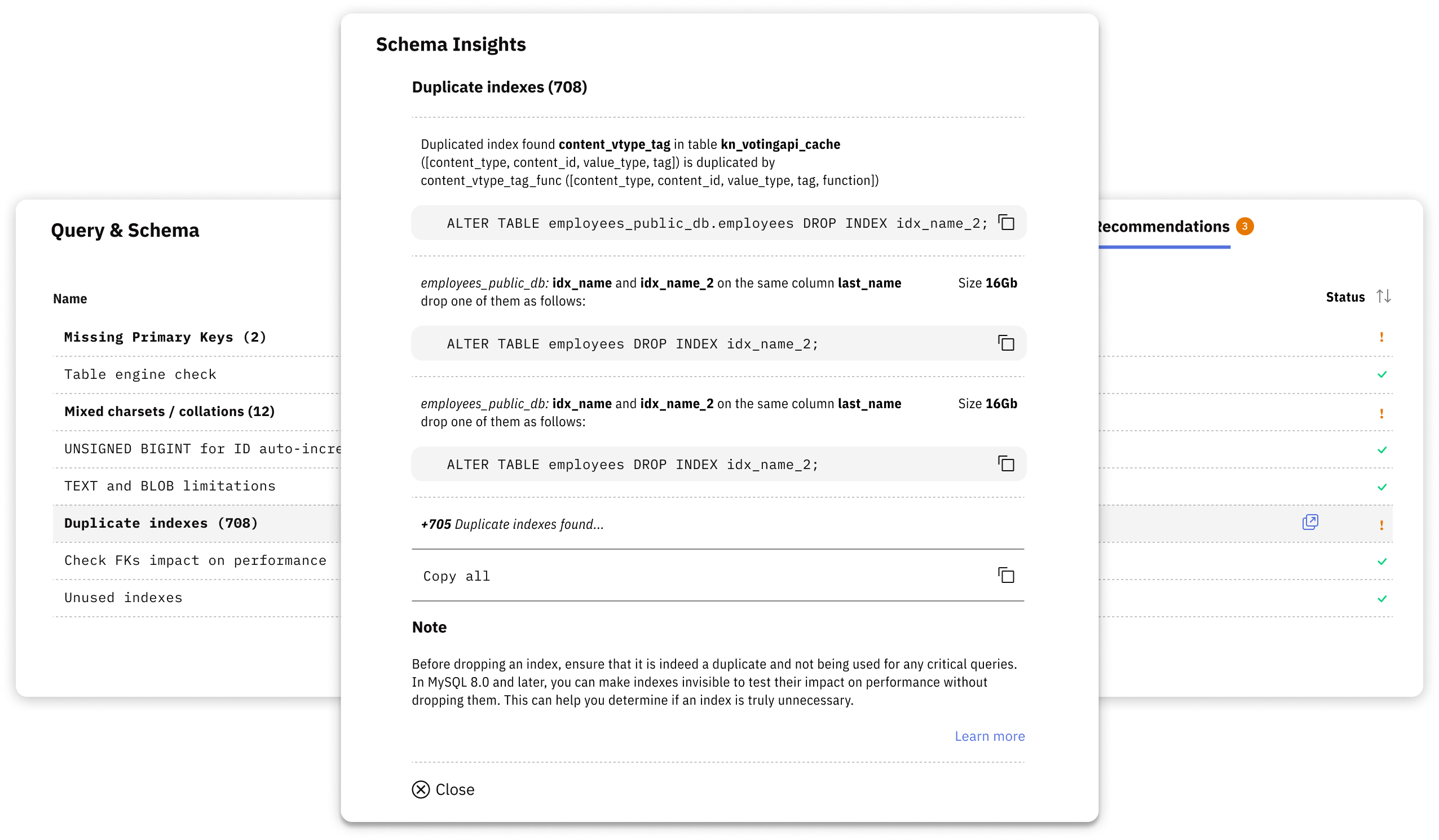 Releem Schema Optimization
